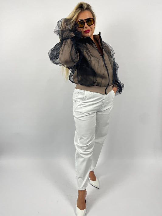 Sweatjacke mit Tüll
