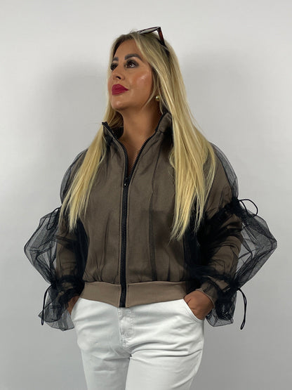 Sweatjacke mit Tüll